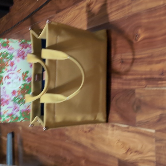Tory Burch Spacious Silhouette Ella Canvas Canary Tote + Gift Bag Nwt ❤️ - Picture 5 of 8